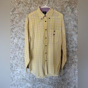 Yellow Plaid Button Down Casual Shirt